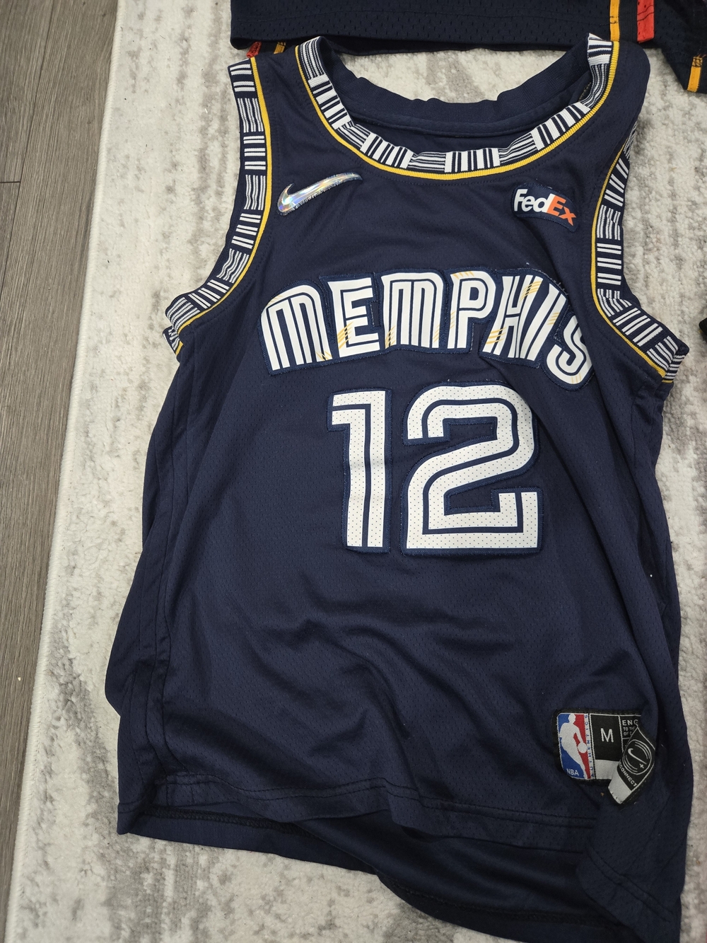 Nike Memphis Navy Blue #12 Morant Basketball Jersey